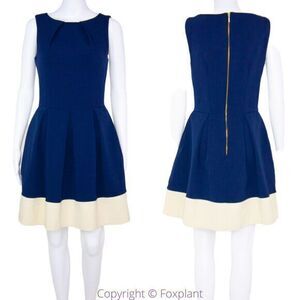 Closet London navy blue sleeveless fit and flare mini dress with‎ pockets, 10
